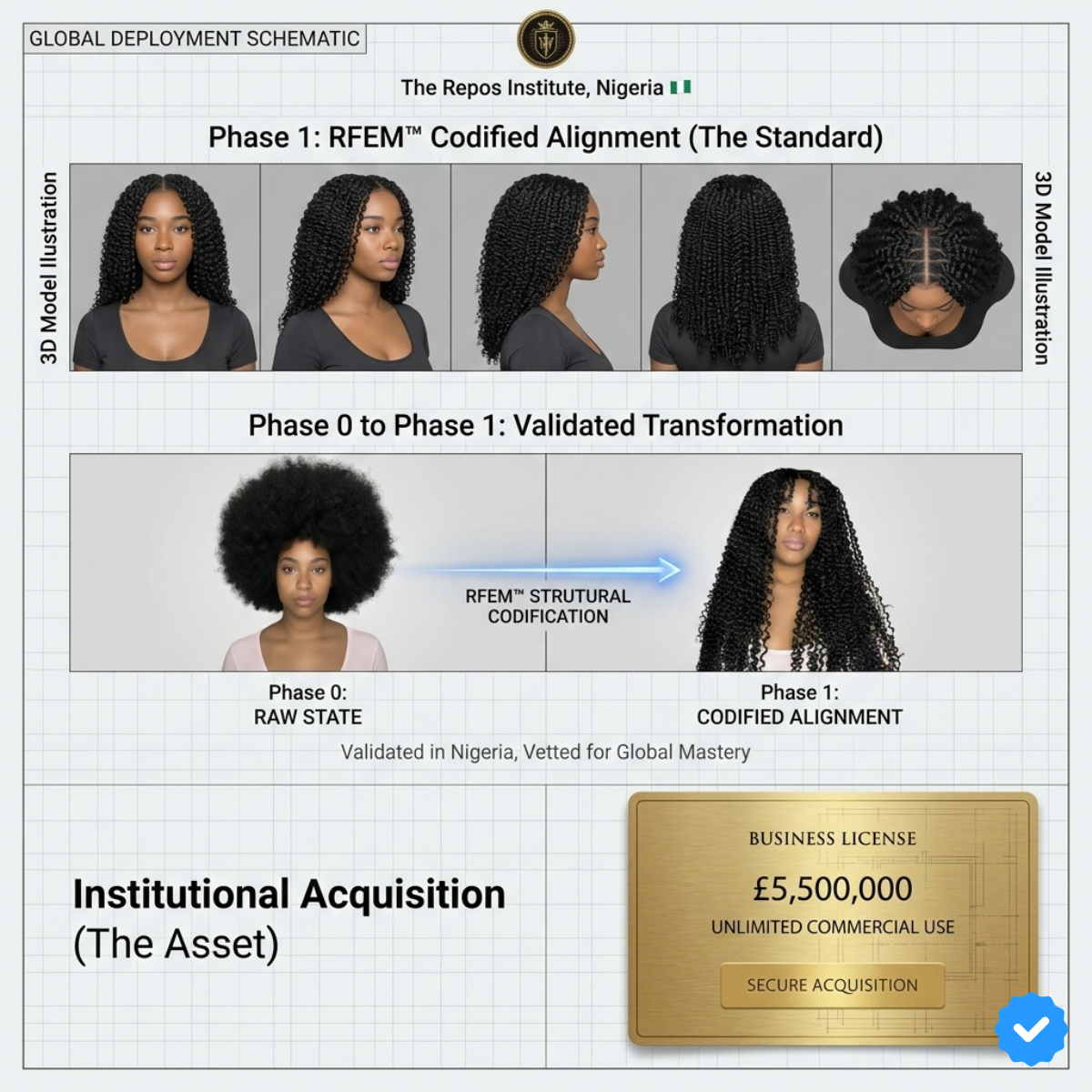 Scientific 3D mapping of RIBRA Proprietary Follicle Codification for 4C hair transformation by Efe Aikpokhio.